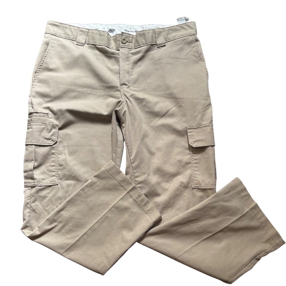 Dickies Cargo Pants Mens 40x30 Khaki Flex Regular Straight Workwear DWP5950DS